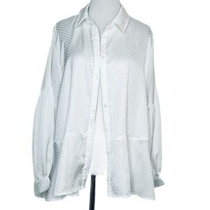 Ces Femme Textured Button Down Blouse